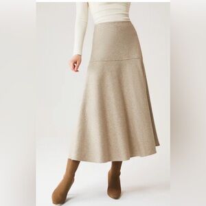 OGL Flared Maxi Skirt in Heather Oatmeal
